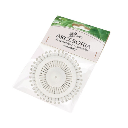 SZPILKI Z BIAŁĄ PERŁOWĄ GŁÓWKĄ 36 MM